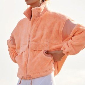 Free People Seeing Stars Orange-Pink Fleece Jacket
